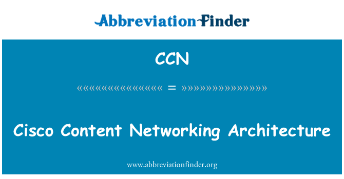 CCN: Cisco Content Networking Architecture