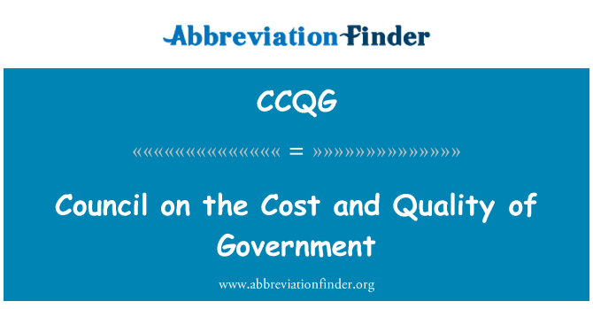 CCQG: Council on the Cost and Quality of Government