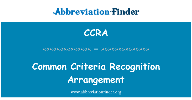 CCRA: Společná kritéria uznání uspořádání