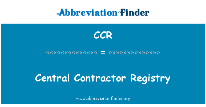CCR: Pusat kontraktor Registry