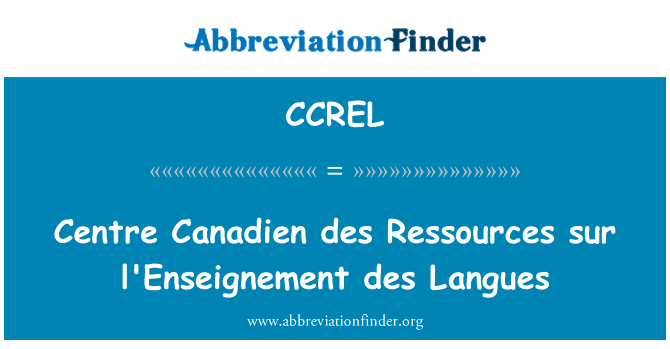 CCREL: Sentrum Canadien des Ressources sur l'Enseignement des Langues