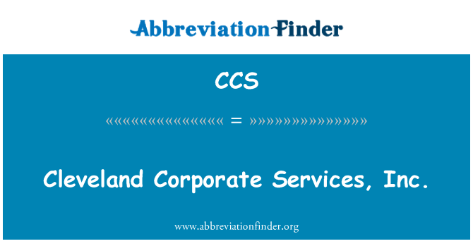 CCS: Cleveland Servizzi Korporattivi, Inc.