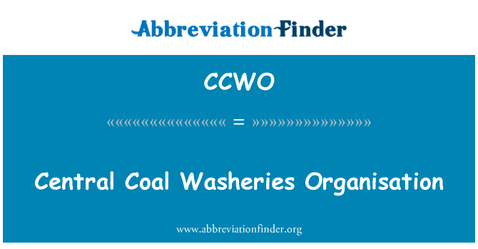 CCWO: Centrale carbone laverie organizzazione