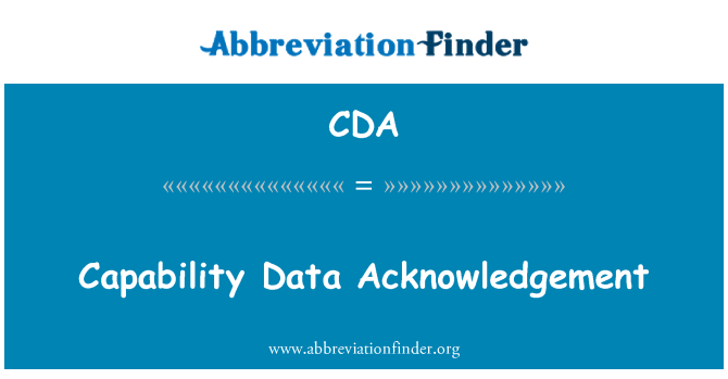 CDA: Kapacitet Data bekräftelse
