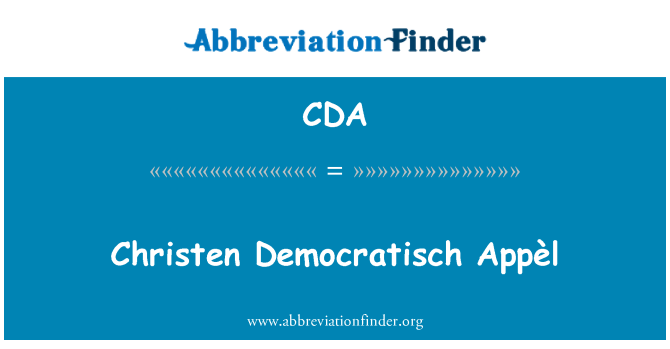 CDA: Christen Christien Democratisch Appèl