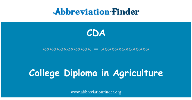 CDA: College Diploma in Agriculture