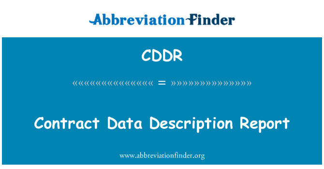 CDDR: Vertrag-Daten-Beschreibung-Bericht