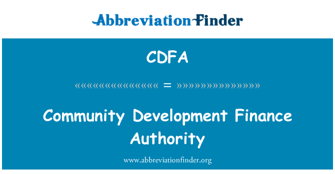 CDFA: Community Development Finance Authority