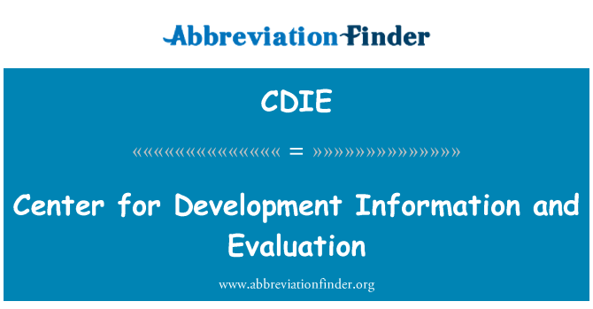 CDIE: Центр информации по вопросам развития и оценки