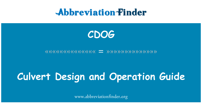 CDOG: 涵洞设计和操作指南