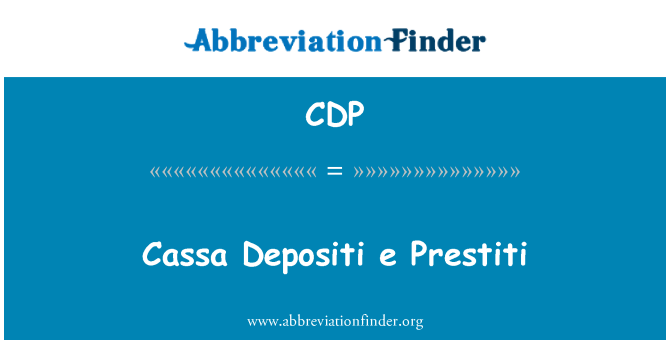 CDP: คาสซา Depositi e Prestiti