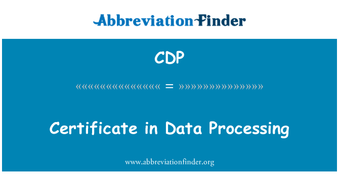 CDP: Tystysgrif mewn prosesu Data