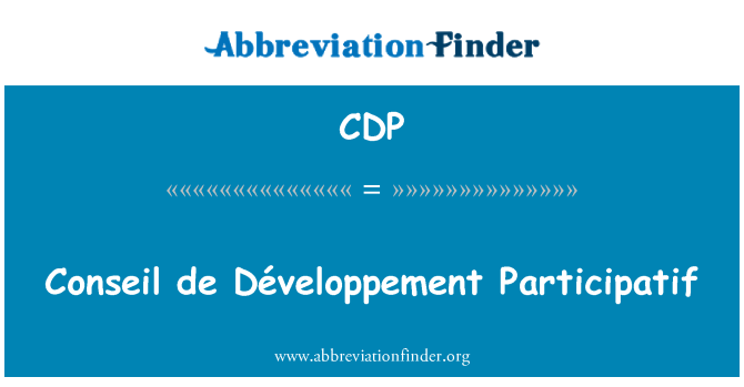 CDP: Conseil de Développement Participatif