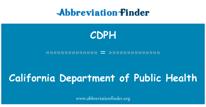 CDPH: California Departament zdrowia publicznego