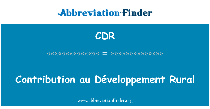 CDR: Kontribisyon au Développement seksyon riral