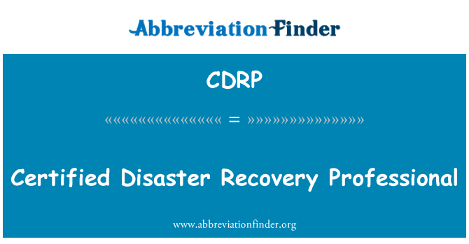 CDRP: Certified Disaster Recovery Professional