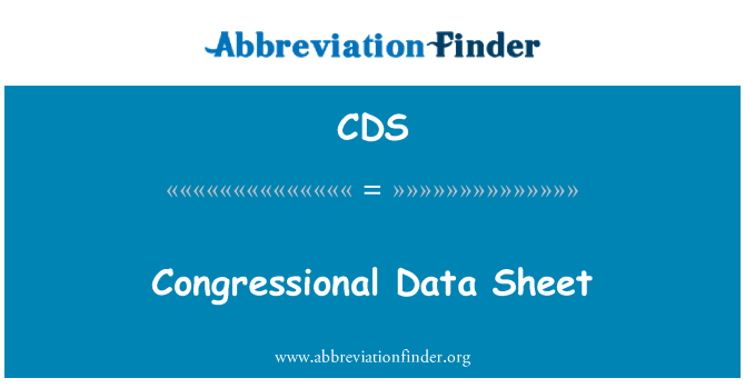 CDS: Congressional Data Sheet