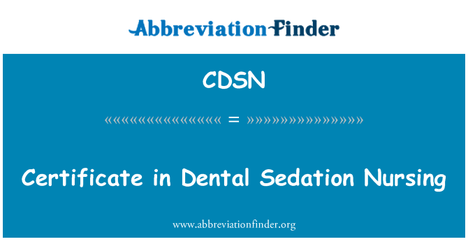 CDSN: תעודת סיעוד הרגעה שיניים