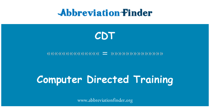 CDT: Computer Directed Training