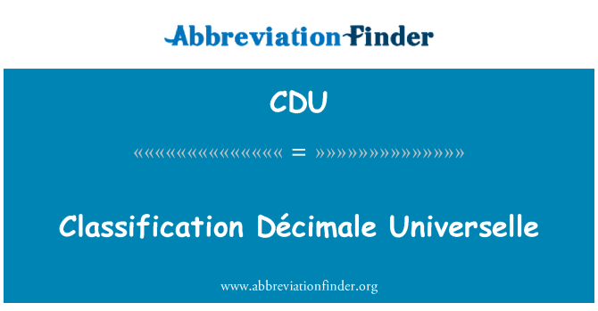 CDU: Klassifikatsioon Décimale Universelle