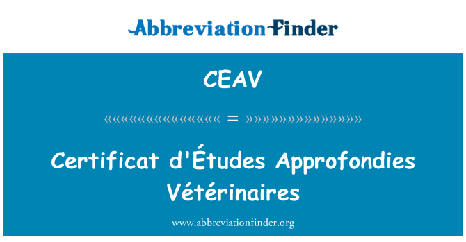 CEAV: Certificat d'Études veterinaries Approfondies