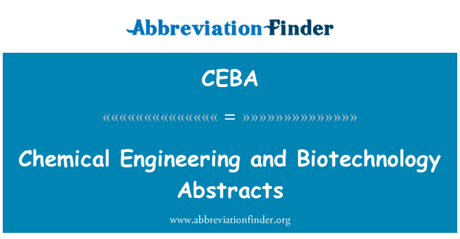 CEBA: Scheikundige technologie en biotechnologie Abstracts