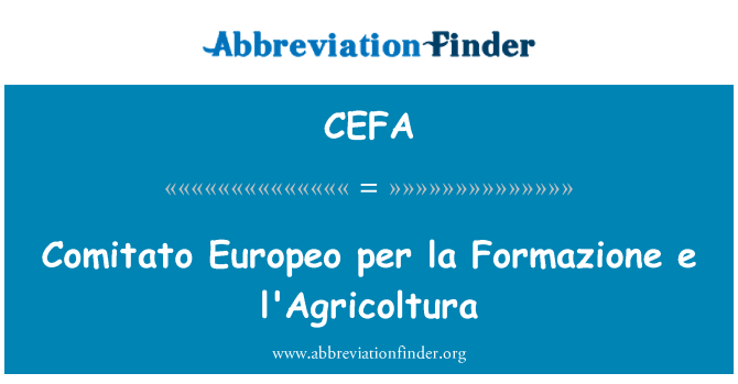CEFA: Comitato Europeo per la Formazione e l'Agricoltura