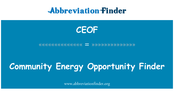 CEOF: کمیونٹی توانائی کا موقع فائنڈر