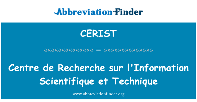 CERIST: Centre de Recherche sur l'Information Scientifique et tecnica