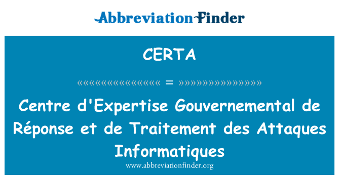 CERTA: Centrum d'Expertise Gouvernemental de Réponse et de Traitement des Attaques Informatiques