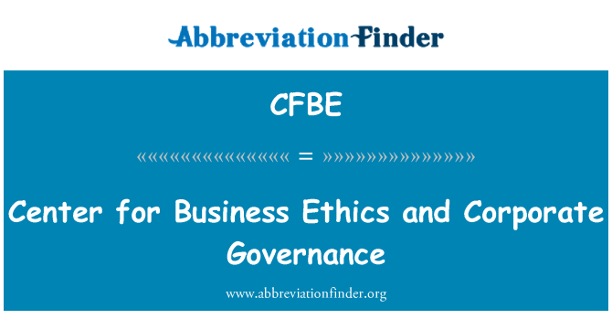 CFBE: مرکز اخلاق کسب و کار و حاکمیت سازمانی