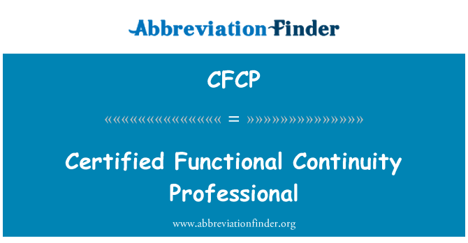 CFCP: Fonksiyonel süreklilik Professional sertifikalı