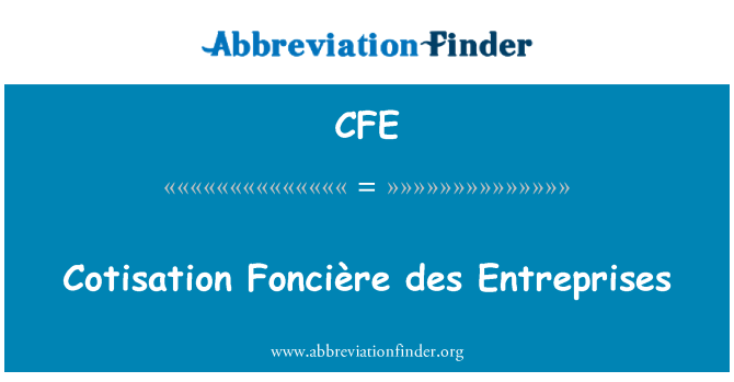 CFE: Cotisation Foncière 데 회사