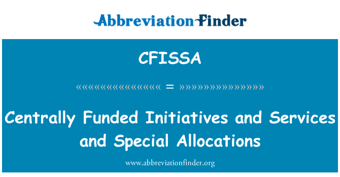 CFISSA: Centralt finansierade initiativ och tjänster och särskilda anslag