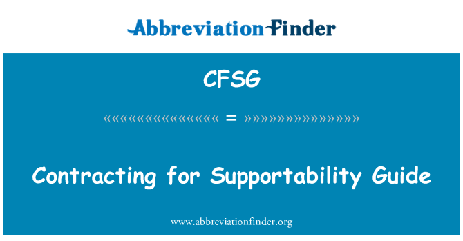 CFSG: För support Guide avtalsslutande