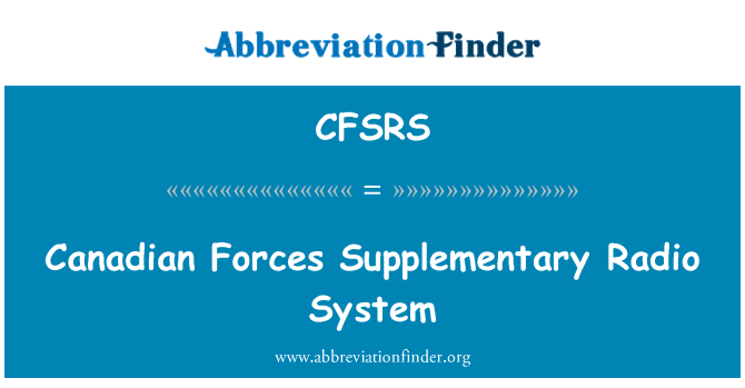 CFSRS: Kanadske snage dopunske Radio sustav