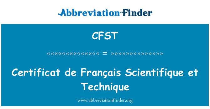 CFST: Certificat de Français Scientifique et tekniği