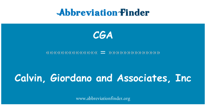 CGA: Calvin, Giordano ir Associates, Inc