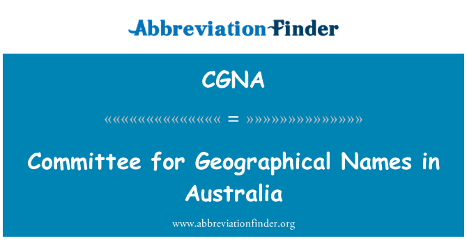 CGNA: Committee for Geographical Names in Australia