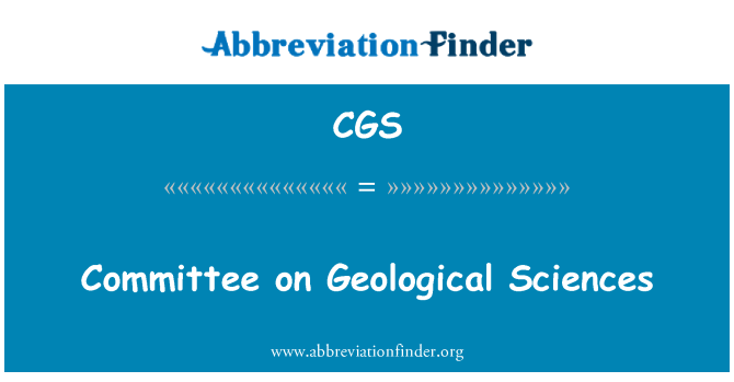 CGS: Comité des Sciences géologiques