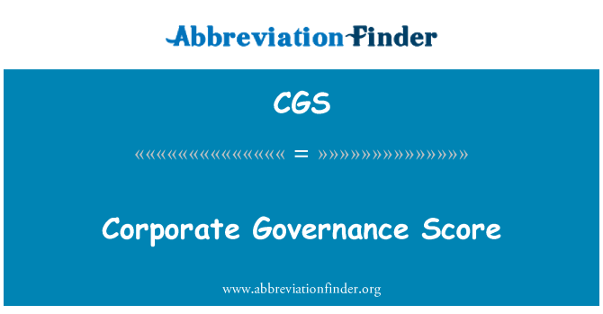 CGS: کارپوریٹ سیلف گورننس سکور