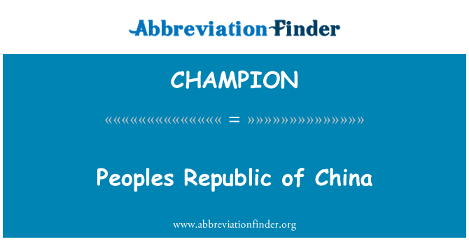 CHAMPION: Peoples Republic of China