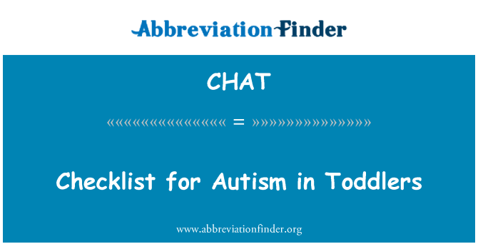 CHAT: Checklist for Autism in Toddlers