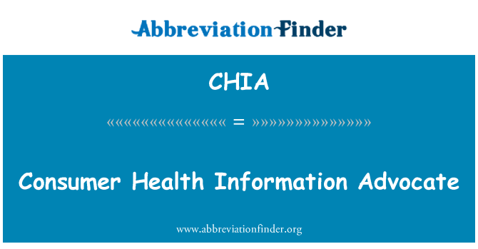 CHIA: الدعوة معلومات صحة المستهلك