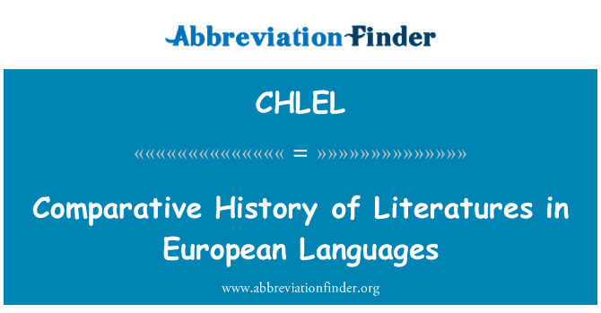 CHLEL: 歐洲語言文學史比較