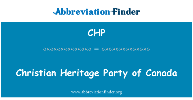 CHP: Christian Heritage Party of Canada