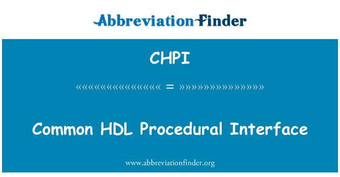 CHPI: Common HDL prosedural Interface