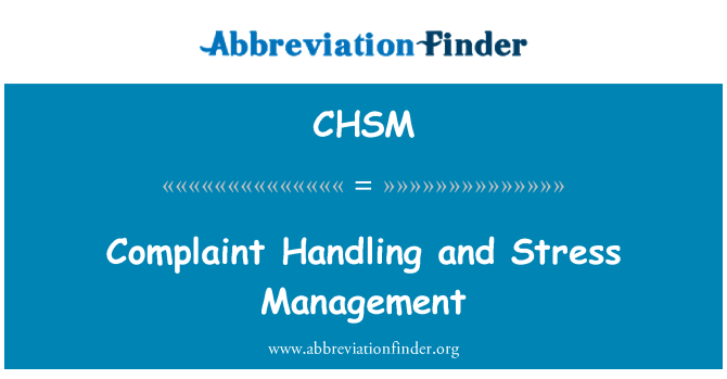 CHSM: Tratamento de queixas e gestão do Stress