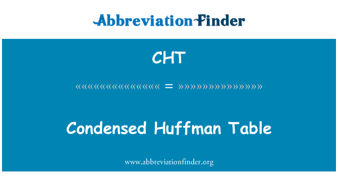 CHT: Kondenzované Huffman tabulka