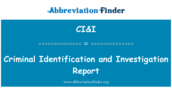 CI&I: Εγκληματική αναγνώρισης και έκθεση έρευνας